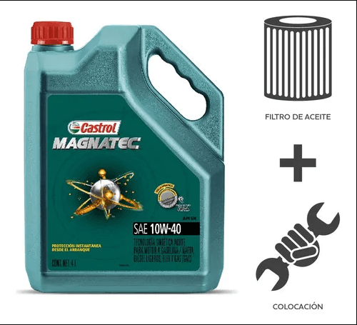 CAMBIO ACEITE CASTROL 10W40+ FILTRO DE ACEITE + COLOCACIÓN 4L