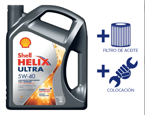 CAMBIO ACEITE SHELL HELIX ULTRA 5W40 4L +FILTRO DE  ACEITE +COLOCACIÓN