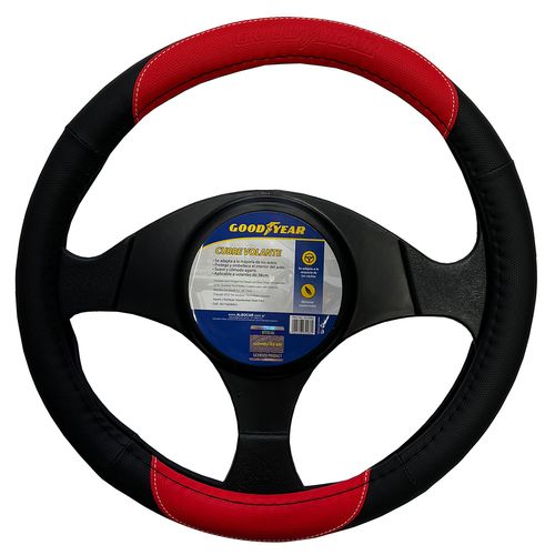 Cubre Volante Goodyear, Negro Con Rojo, Auto 38cm