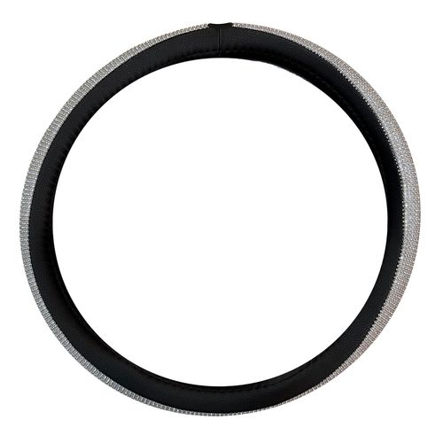 Cubre Volante Shine Cuerina Negro Vuelta De Brillos Plateado
