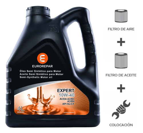 Cambio de Aceite y Filtros Eurorepar Expert 10W40 4L + Colocación