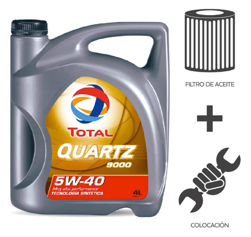 Cambio de Aceite Total Quartz 9000 5W40 4L + Filtro de Aceite + Colocación