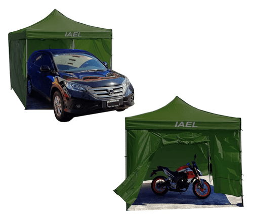 Gazebo Carpa 3x3 Bolso 4 Paredes Impermeable Reforzado Verde