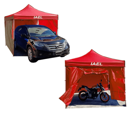 Gazebo Carpa 3x3 Bolso 4 Paredes Impermeable Reforzado Rojo