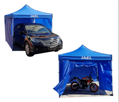 Gazebo Carpa 3x3 Bolso 4 Paredes Impermeable Reforzado Azul