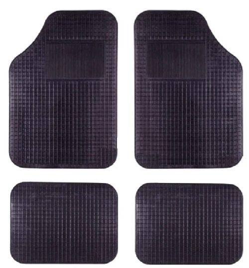 Alfombra Goma Economica Negra 4 Piezas