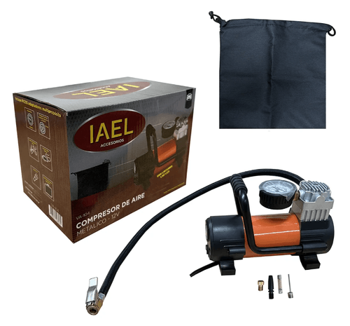 Compresor de Aire 12V para 4x4 con Luz, Manómetro y Bolsa