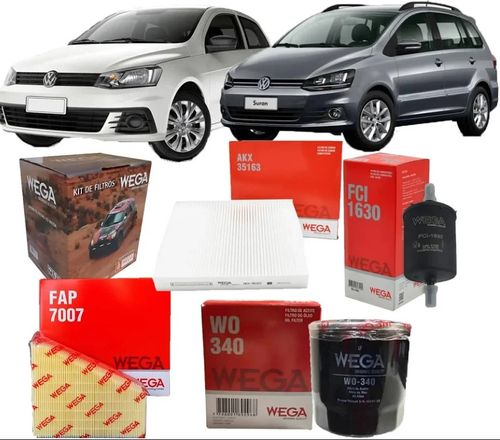 Kit 4 Filtros Wega Vw Gol Trend Fox Suran Voyage 1.6 8v