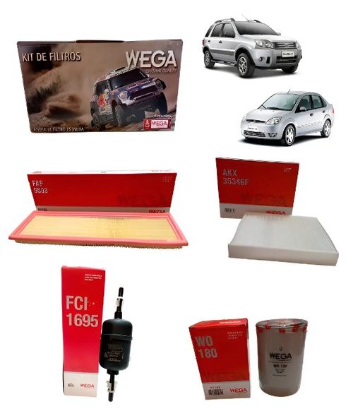 Kit 4 Filtros Ford Fiesta / Ecosport 1.6 Wega