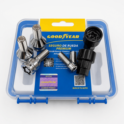 Juego tuercas de seguridad Goodyear cromado 4 bulones 2 adap