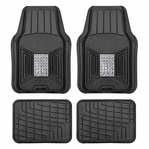 Juego cubre alfombra 4pcs PVC pesada, aplique simil aluminio