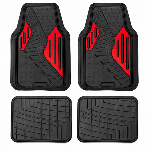Juego cubre alfombra 4pcs PVC pesada, doble aplique simil aluminio
