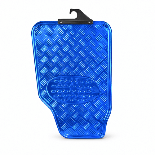Juego cubre alfombra tuning 4 piezas aluminio y goma azul