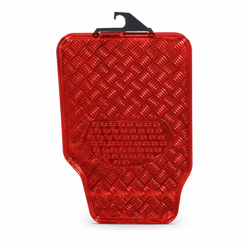 Juego cubre alfombra tuning 4 piezas aluminio y goma rojo