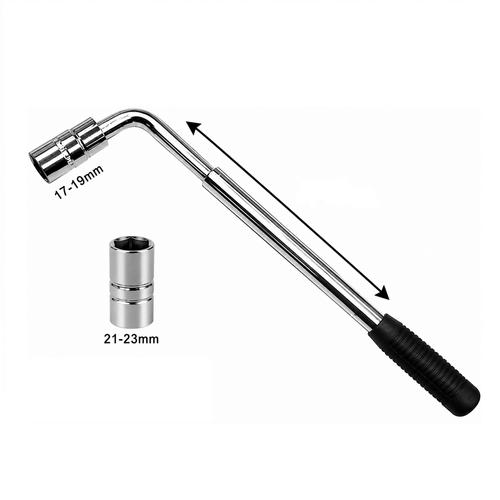 LLave de rueda L, bocas tubo intercambiables 17x19mm 21x23mm