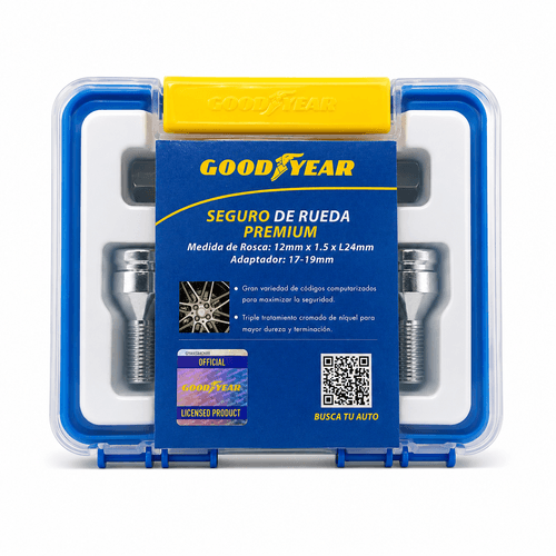 Juego seguro de rueda Goodyear GY-2241 Cromo 4 bulones 2 adap