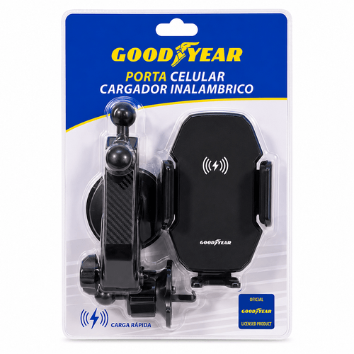 Porta teléfono Celular/GPS Goodyear con cargador inalámbrico