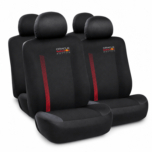 Juego funda cubre asientos Red Bull Racing tela negra con rojo