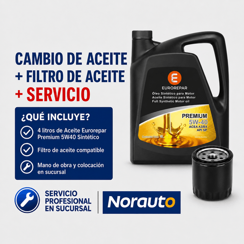 Cambio de Aceite Eurorepar Premium 5W40 + Filtro de Aceite + Colocación