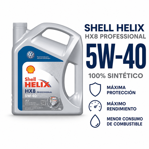 Aceite Shell Helix Hx8 Professional 5W40 Sintético 4 Lts