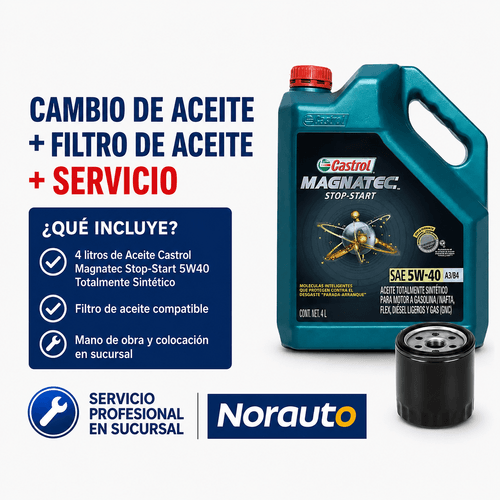 Cambio de Aceite Castrol Magnatec Stop-start 5W40 + Filtro de Aceite + Colocación