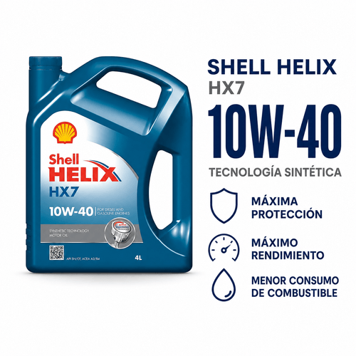 Aceite Shell Helix HX7 10W40 Semi Sintético 4 Lts
