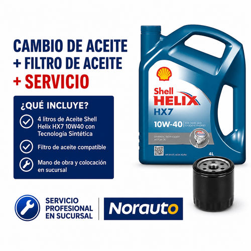 Cambio de Aceite Shell Helix HX7 10W40 + Filtro de Aceite + Colocación