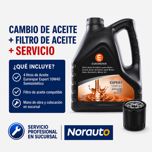 Cambio de Aceite Eurorepar Expert 10W40 + Filtro de Aceite + Colocación