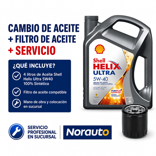 Cambio de Aceite Shell Helix Ultra 5W40 + Filtro De Aceite + Colocación