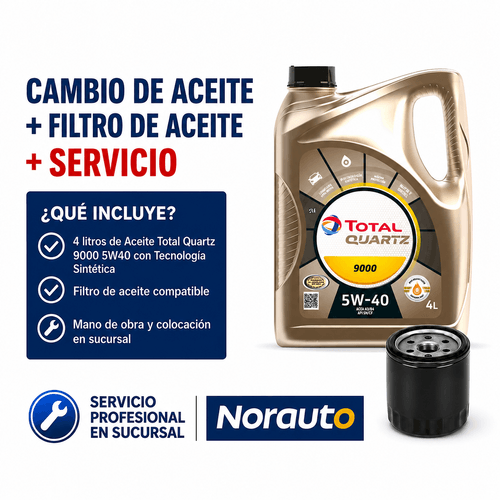 Cambio de Aceite Total Quartz 9000 5W40 + Filtro de Aceite + Colocación