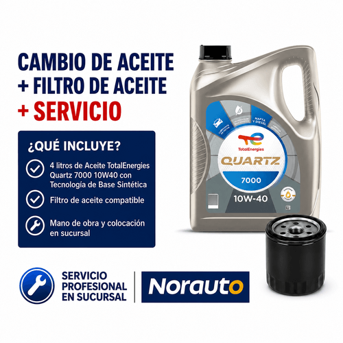 Cambio de Aceite Total Quartz 7000 10W40 + Filtro de Aceite + Colocación