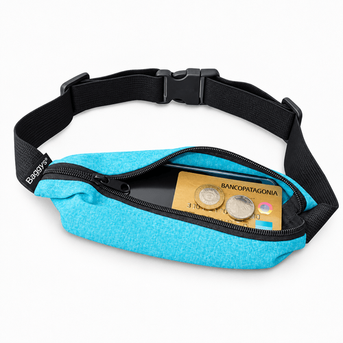 Riñoneras Expandibles Baggys Lycra Celeste