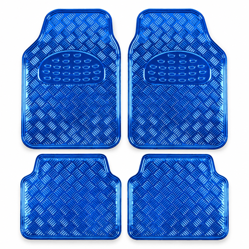 Cubre alfombra Tunning 4 piezas metalizada Azul Universal