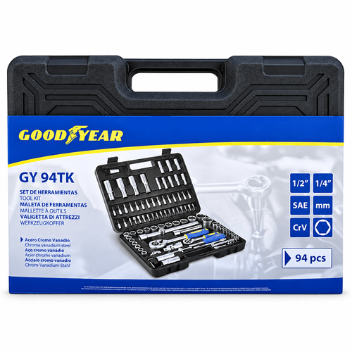 Kit de Herramientas Goodyear 94 Piezas con Estuche Rígido