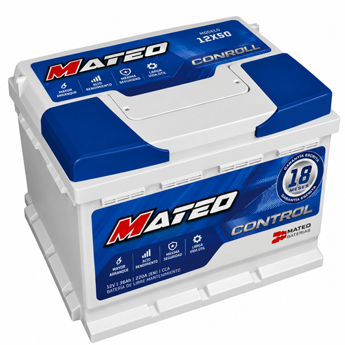 Batería Mateo 12x50 12V 36Ah 220A Auto y Camioneta