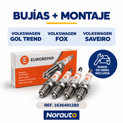 Cambio 4 Bujías Eurorepar Gol Trend / Fox / Saveiro + Montaje