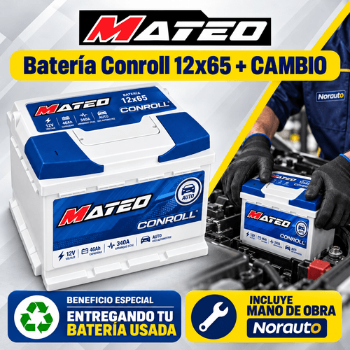Batería Mateo Conroll 12x65 46Ah + Servicio de Cambio