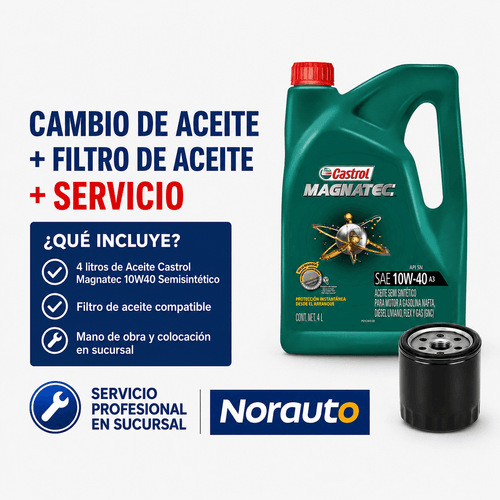 Cambio Aceite Castrol Magnatec 10W40 + Filtro de Aceite + Colocación