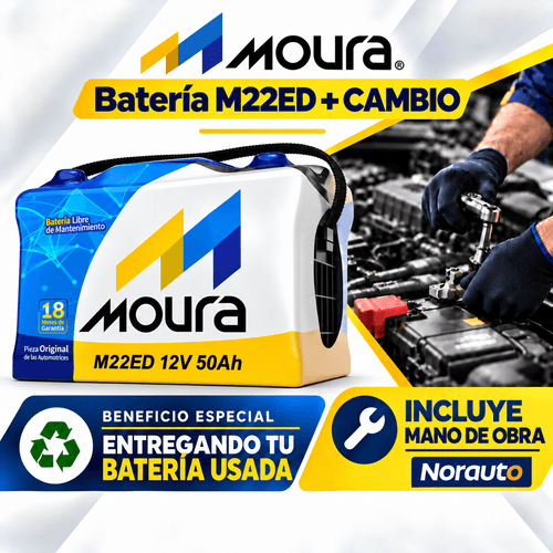 Batería Moura M22ED 50Ah + Servicio de Cambio