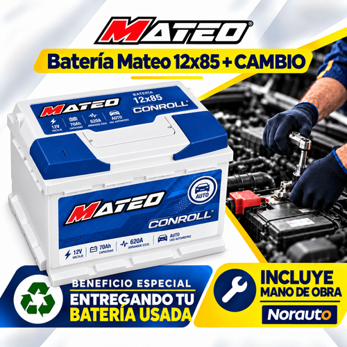 Batería Mateo 12x85 70Ah + Servicio de Cambio