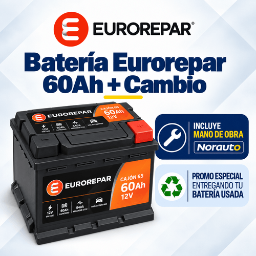 Batería Eurorepar Cajón 65 60Ah + Servicio de Cambio
